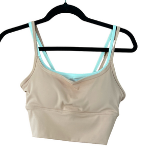 Pink Cream Double Strap Sports Bra